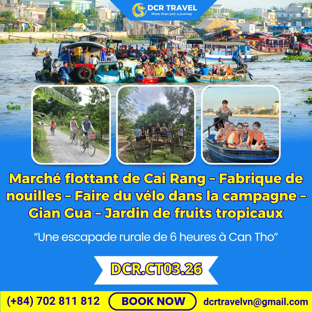 CAN THO ÉCHAPPÉE PAISIBLE: Marché flottant de Cai Rang – Cyclisme – Gian Gua – Jardin fruitier
