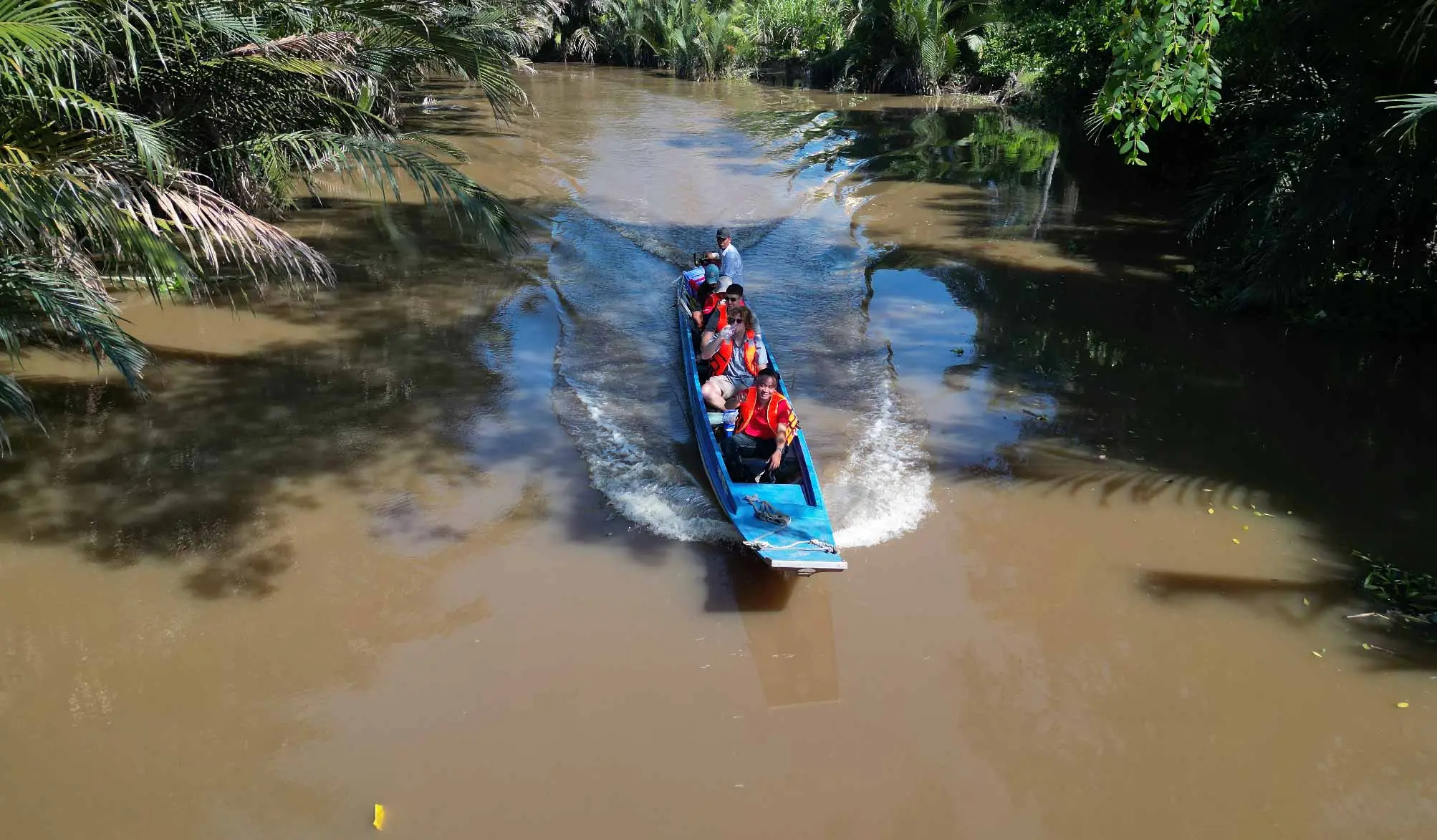 Enjoy a peaceful boat ride through the lush waterways of the Mekong Delta, where visitors glide along narrow canals surrounded by tropical greenery. This immersive experience offers a glimpse into rural life, with tranquil scenery, shaded palm trees, and authentic local culture—making it a must-do activity for travelers seeking nature and relaxation in southern Vietnam.