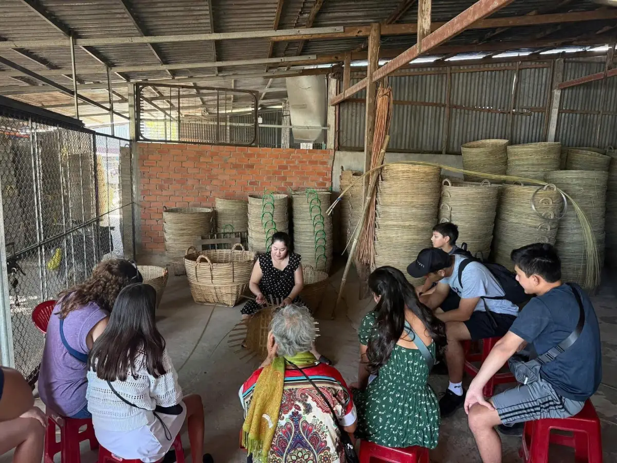 Visit a traditional weaving workshop in the Mekong Delta and learn how local artisans create handmade bamboo and rattan products using time-honored techniques. Discover authentic village life, traditional craftsmanship, and the cultural heritage of southern Vietnam.