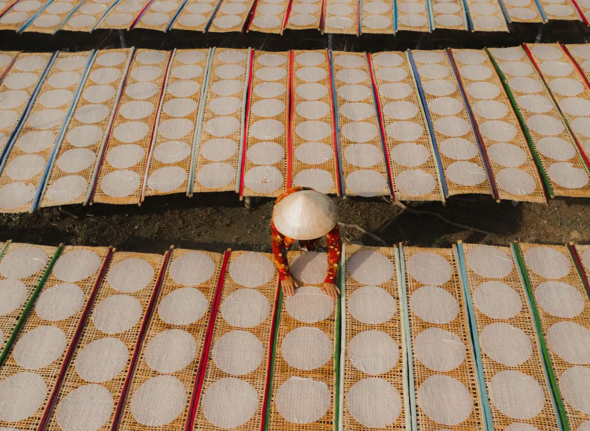 Experience the traditional art of rice paper making in the Mekong Delta, where local artisans carefully prepare and dry handmade rice paper under the sun. This authentic cultural activity offers visitors a unique glimpse into Vietnamese culinary traditions and the daily life of rural communities in Southern Vietnam.